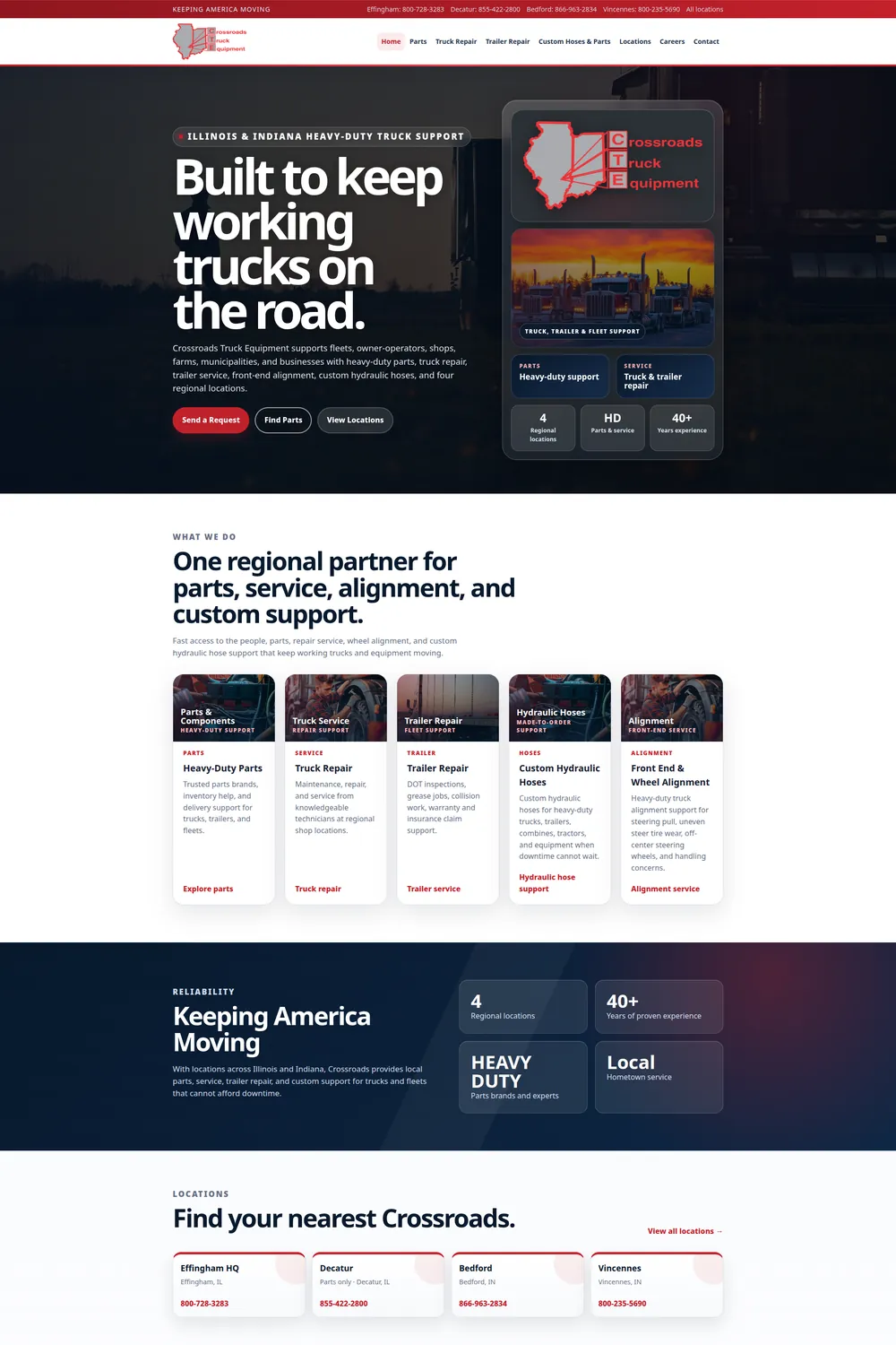 Crossroads Truck Equipment website on a laptop